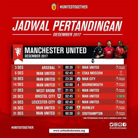 jadwal tanding manchester united